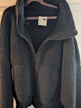 SO Jacket Full Zip Sherpa Fleece, The Cozy Jacket, Black Juniors Size XXL